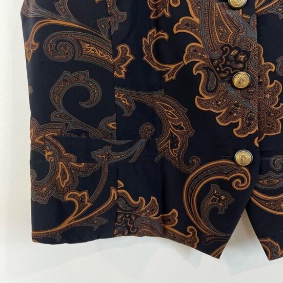 Ellen Tracy Linda Allard Paisley Print Sleeveless Vest VTG Wool Women’s Size 14 - Picture 2 of 8
